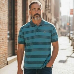 Men's Lacoste Striped Polo‎ Shirt, Regular Fit, Short Sleeve Size 6 (XL)